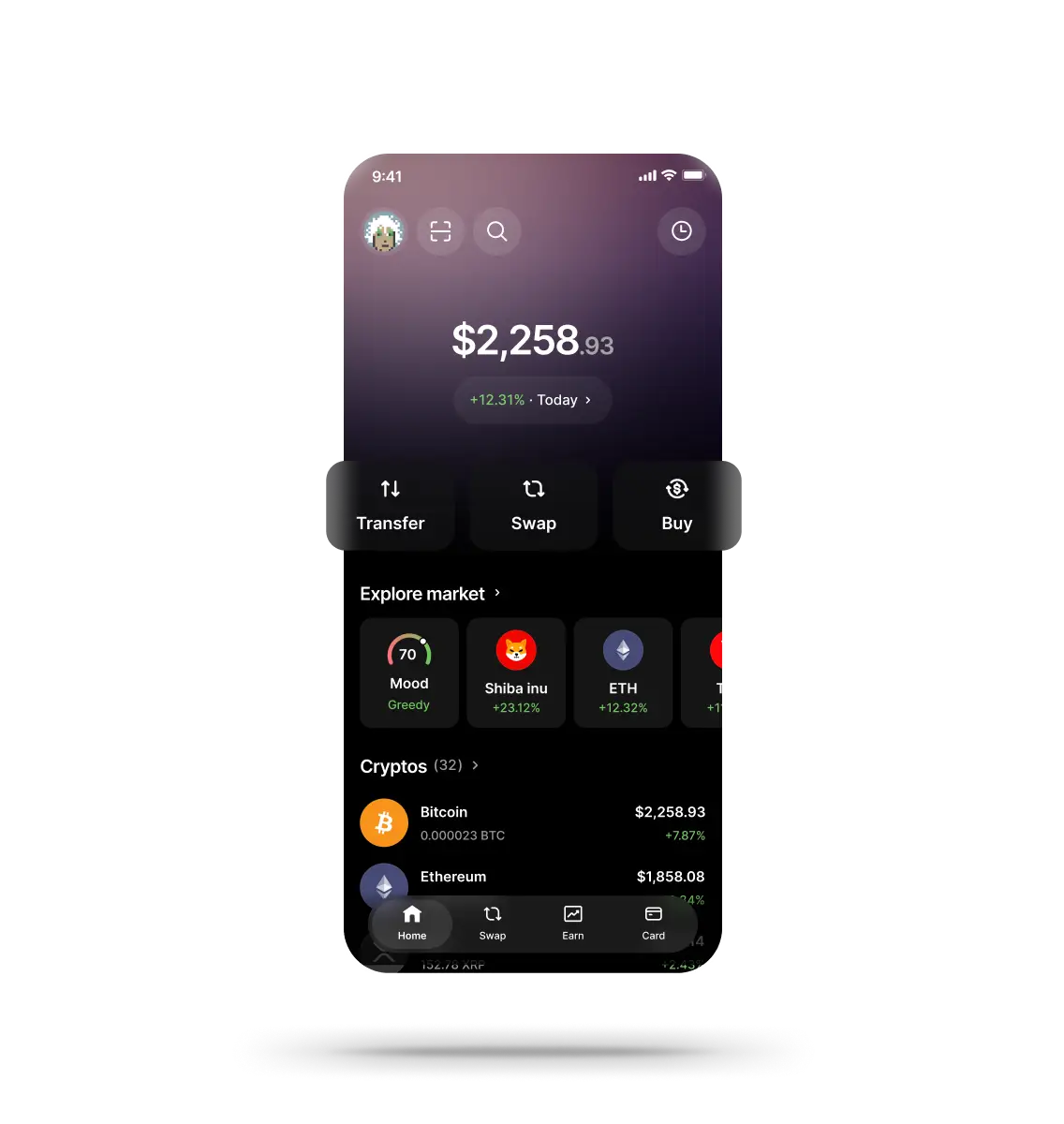 Ledger Live mobile app on phone showing portfolio overview